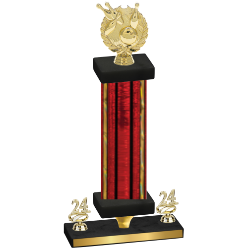 Premium Single Red Glacier Year Bowling Trophy