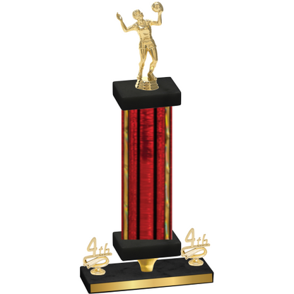 Premium Single Red Glacier Fourth Place Volleyball Trophy