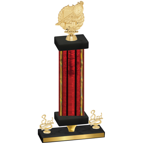 Premium Single Red Glacier Third Place Swimming Trophy