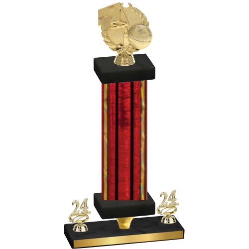 Premium Single Red Glacier Year Basketball Trophy