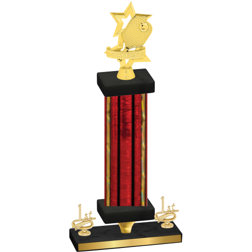 Premium Single Red Glacier First Place Pickleball Trophy