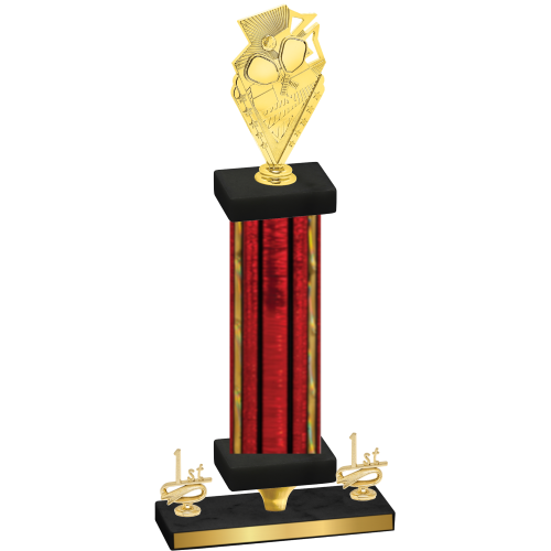 Premium Single Red Glacier First Place Pickleball Trophy