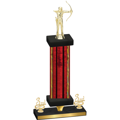 Premium Single Red Glacier Third Place Archery Trophy