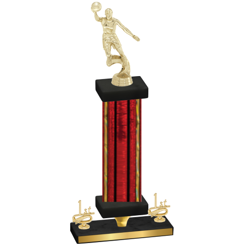 Premium Single Red Glacier First Place Basketball Trophy