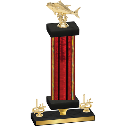 Premium Single Red Glacier First Place Fishing Trophy