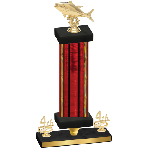 Premium Single Red Glacier Fourth Place Fishing Trophy