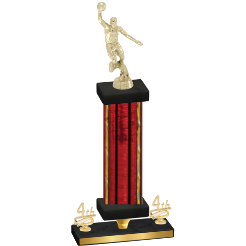 Premium Single Red Glacier Fourth Place Basketball Trophy