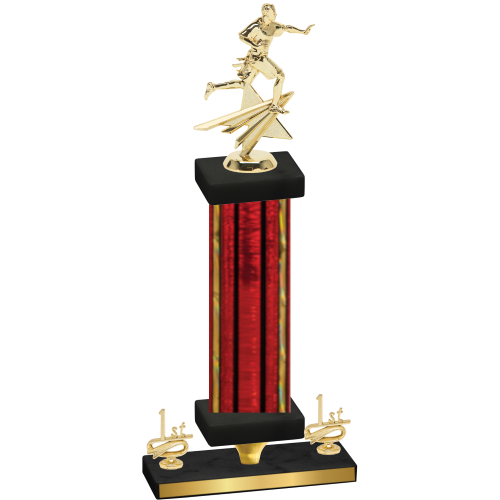 Premium Single Red Glacier First Place Flag Football Trophy