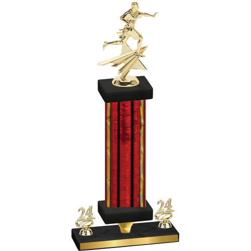 Premium Single Red Glacier Year Flag Football Trophy