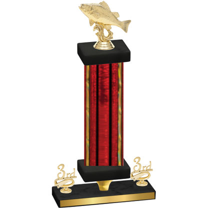 Premium Single Red Glacier Third Place Fishing Trophy