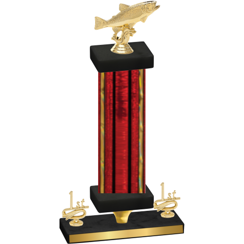 Premium Single Red Glacier First Place Fishing Trophy