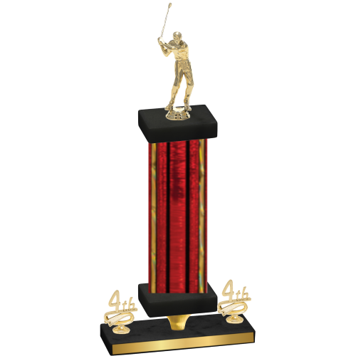 Premium Single Red Glacier Fourth Place Golf Trophy