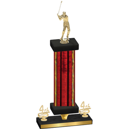 Premium Single Red Glacier Fourth Place Golf Trophy