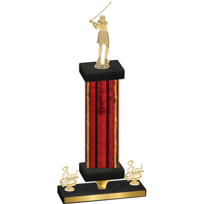 Premium Single Red Glacier Third Place Golf Trophy