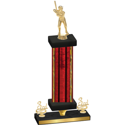 Premium Single Red Glacier Third Place Baseball Trophy