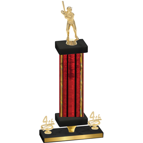 Premium Single Red Glacier Fourth Place Baseball Trophy