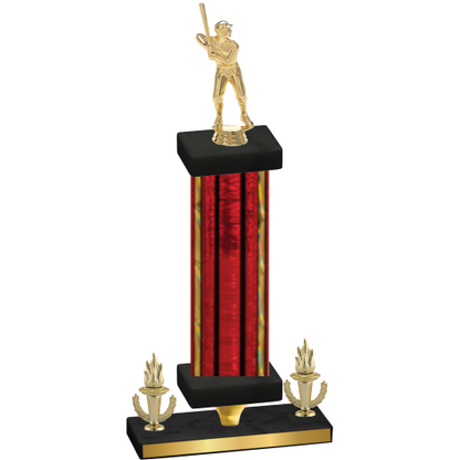 Premium Single Red Glacier Victory Baseball Trophy