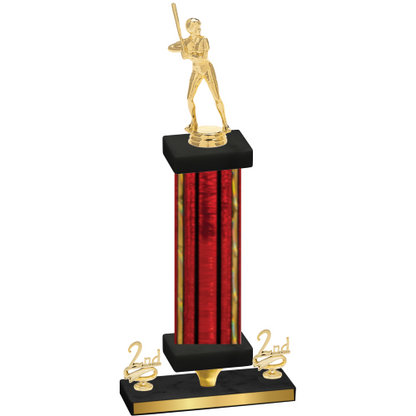 Premium Single Red Glacier Second Place Softball Trophy