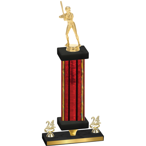 Premium Single Red Glacier Year Softball Trophy