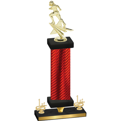 Premium Single Red Carbon Fiber First Place Football Trophy