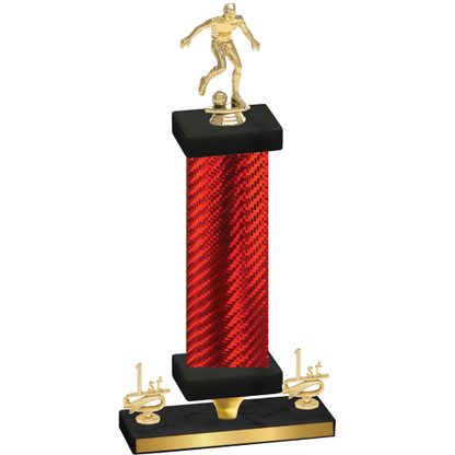 Premium Single Red Carbon Fiber First Place Soccer Trophy