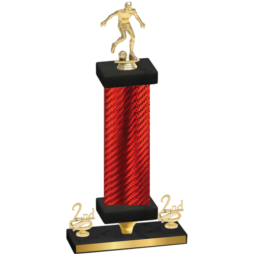 Premium Single Red Carbon Fiber Second Place Soccer Trophy