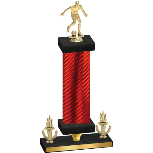 Premium Single Red Carbon Fiber Victory Soccer Trophy