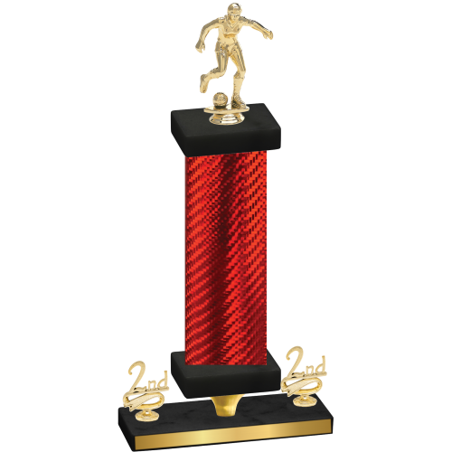 Premium Single Red Carbon Fiber Second Place Soccer Trophy