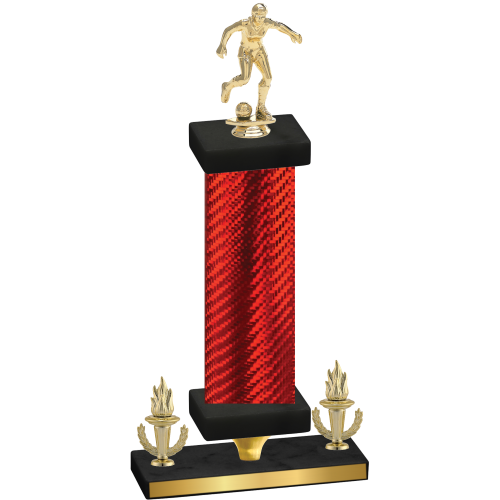 Premium Single Red Carbon Fiber Victory Soccer Trophy