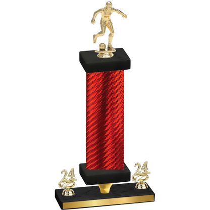 Premium Single Red Carbon Fiber Year Soccer Trophy