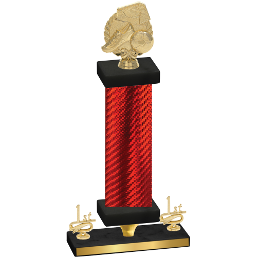 Premium Single Red Carbon Fiber First Place Soccer Trophy