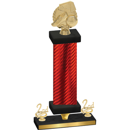 Premium Single Red Carbon Fiber Second Place Soccer Trophy