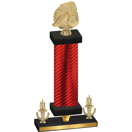 Premium Single Red Carbon Fiber Victory Soccer Trophy