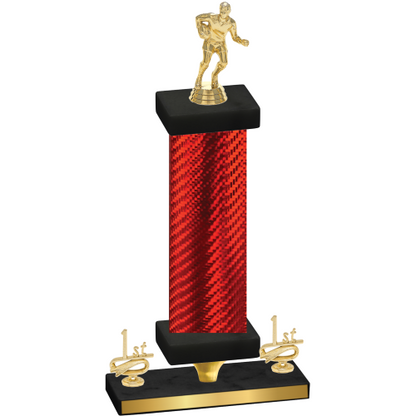 Premium Single Red Carbon Fiber First Place Rugby Trophy