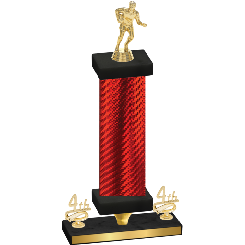 Premium Single Red Carbon Fiber Fourth Place Rugby Trophy