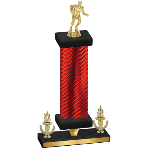 Premium Single Red Carbon Fiber Victory Rugby Trophy