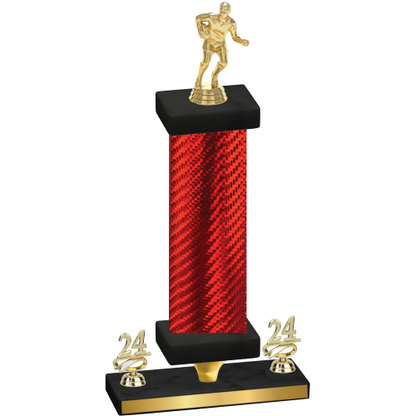 Premium Single Red Carbon Fiber Year Rugby Trophy