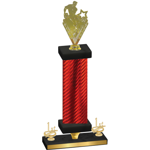 Premium Single Red Carbon Fiber First Place Rugby Trophy