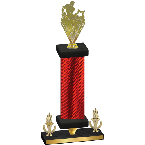 Premium Single Red Carbon Fiber Victory Rugby Trophy