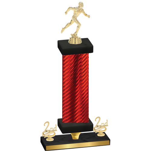 Premium Single Red Carbon Fiber Second Place Running Trophy