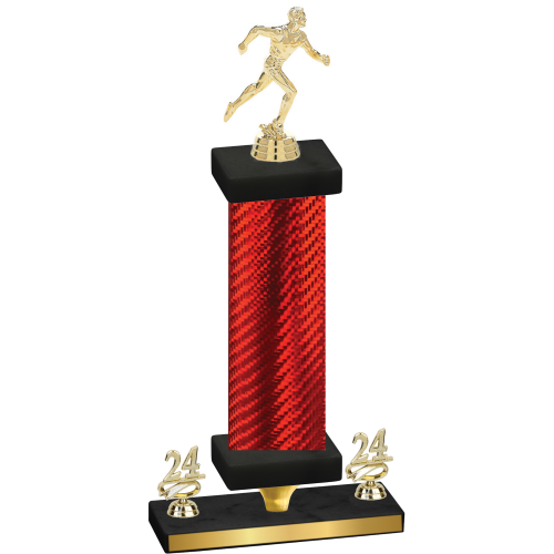 Premium Single Red Carbon Fiber Year Running Trophy