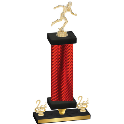 Premium Single Red Carbon Fiber Second Place Running Trophy