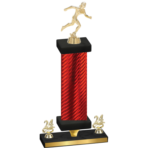 Premium Single Red Carbon Fiber Year Running Trophy