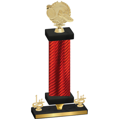 Premium Single Red Carbon Fiber First Place Running Trophy