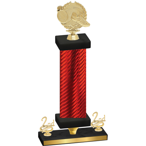 Premium Single Red Carbon Fiber Second Place Running Trophy