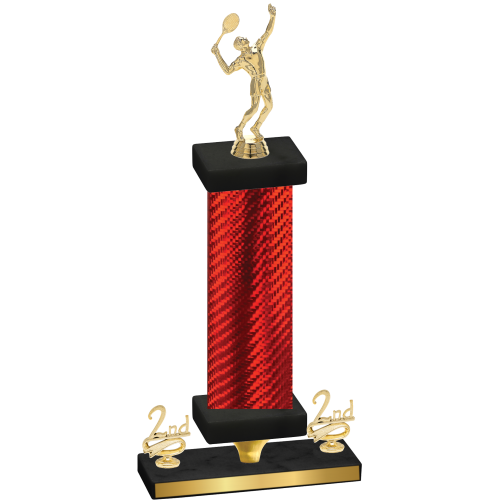 Premium Single Red Carbon Fiber Second Place Tennis Trophy