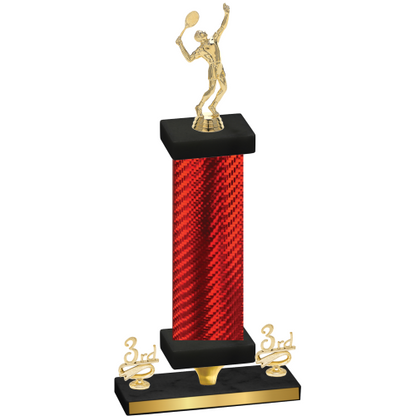 Premium Single Red Carbon Fiber Third Place Tennis Trophy