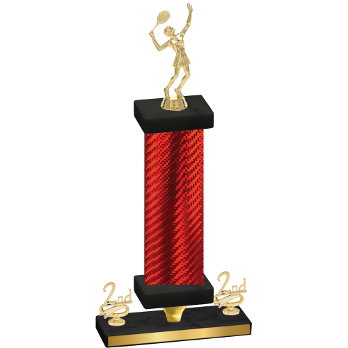 Premium Single Red Carbon Fiber Second Place Tennis Trophy