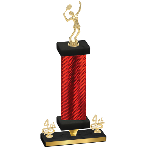 Premium Single Red Carbon Fiber Fourth Place Tennis Trophy