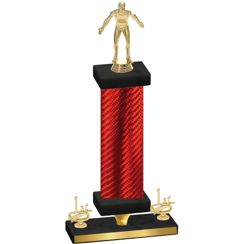 Premium Single Red Carbon Fiber First Place Wrestling Trophy